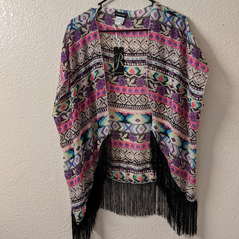 Kimono Style Multicolored Aztec Blouse